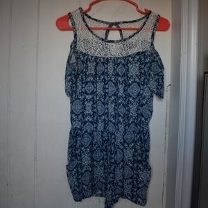 Blue and Lace Romper (off-the-shoulder)